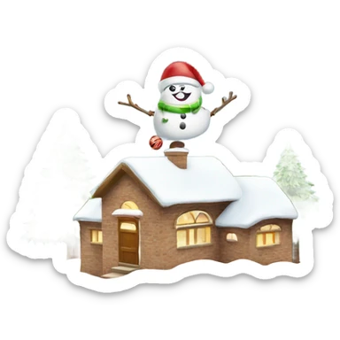 Merry Christmas words with Holly and snow falling sticker