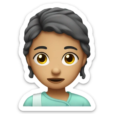 sick girl with fever sticker