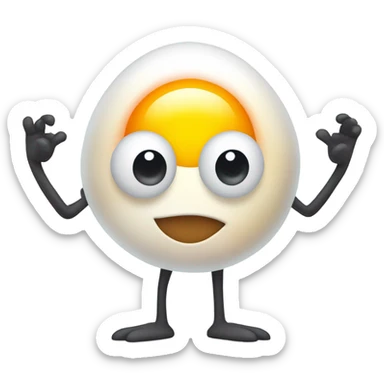 fried egg with arms and legs sticker