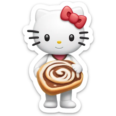 Hello Kitty eating a cinnamon roll  sticker