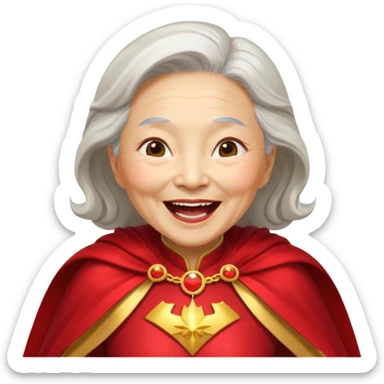 Laughing crazily elderly Chinese superwoman sticker