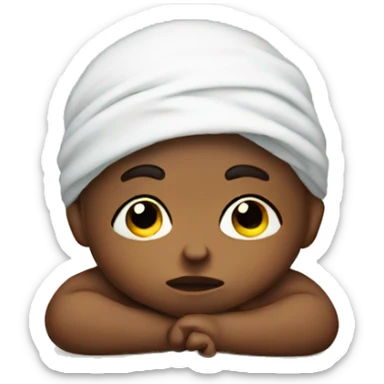 a sad peasant baby in a diaper sticker