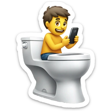 Person using toilet while using the phone ￼ sticker