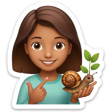 Cute little Latina girl and her little garden snail sticker