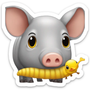 Gray pig armadillo cow centipede insect with yellow duck face sticker