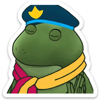 person with hands crossed around neck with eyes closed  sticker