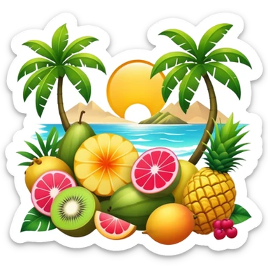 Full Tropical exotic sunny scenery fruity floral natural scenery  sticker