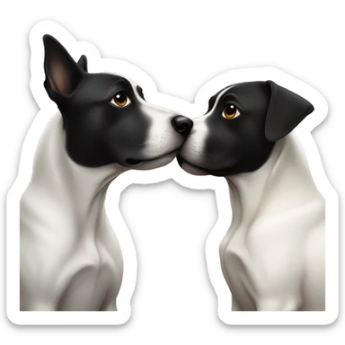 White dog and black dog kissing sticker