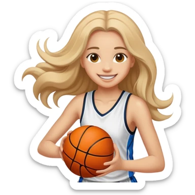 smiling girl with long hair playing basketball sticker