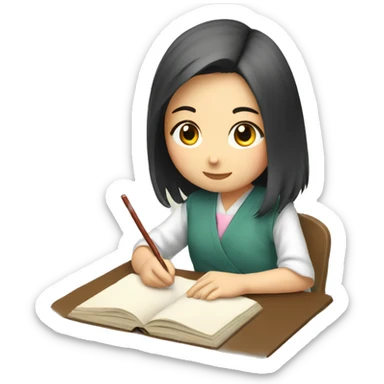 japanese girl studying sticker