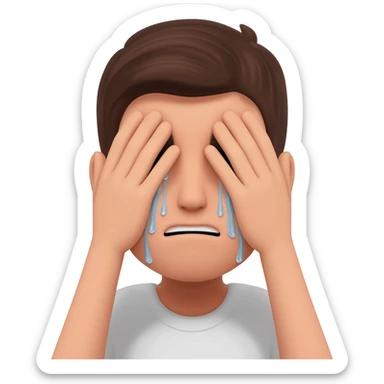 Fais un émoji qui pleure en faisant le signe de pleur avec les mains sticker