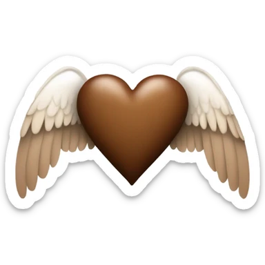 brown heart with angel wings sticker