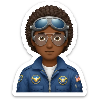 A male pilot with dark skin and close-cut curly hair sticker