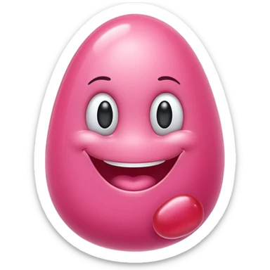 Big happy pink jellybean smiling sticker