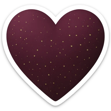 heart with a velvet matte finish and gold flecks, digital illustration, no background sticker