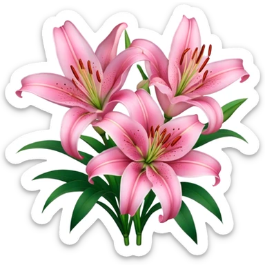 pink lilies bouquet  sticker