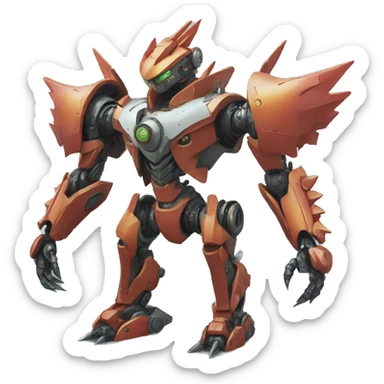 a futuristic mechanical spiky Medabot-Dragon full body sticker