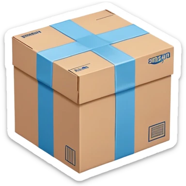 White and blue Amazon package, isometric sticker