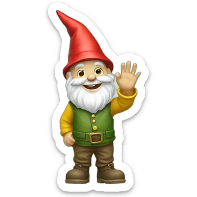 garden gnome waving hi sticker