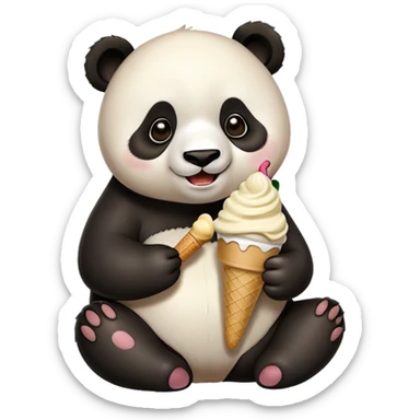 Panda eating ice cream sticker