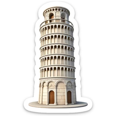 Cinematic Realistic Leaning Tower of Pisa Landmark Emoji, showcasing the iconic medieval tower with intricate stonework rendered with dynamic lighting and detailed textures. sticker