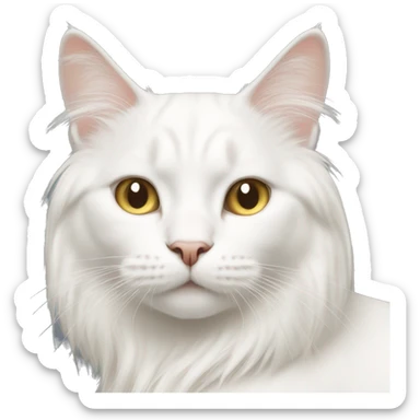 White cat with long blond hair sticker