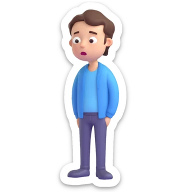 a sleepy guy standing, leaning forward, mouth slightly open, sleep bubbles sticker