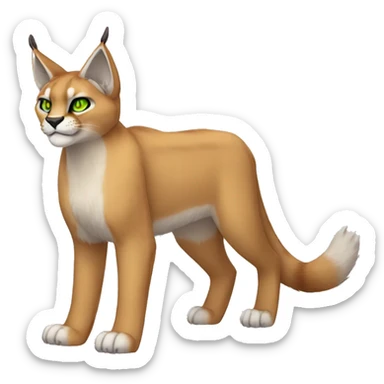 Lynx-Caracal-Fakemon-hybrid with orange points, green eyes brown toes, and short tail, full body sticker