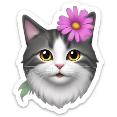 Chat sur une fleur sticker