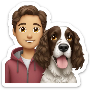 1 Springer spaniel with man and girl sticker