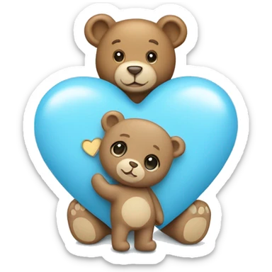 light blue heart with teddy bear sticker
