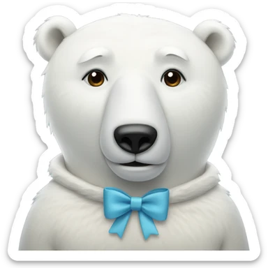Polar bear wearing a bow sticker
