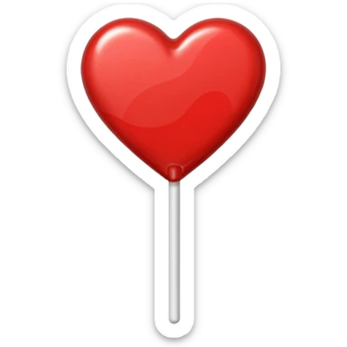 red heart-shaped lollipop on a stick sticker