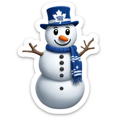 Snowman wearing Toronto maple leafs sticker