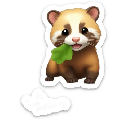 orange ferret eating a leaf sticker