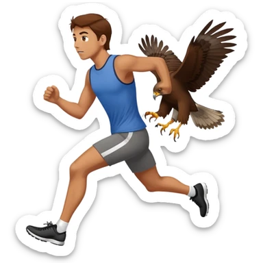 hawk chasing small man sticker