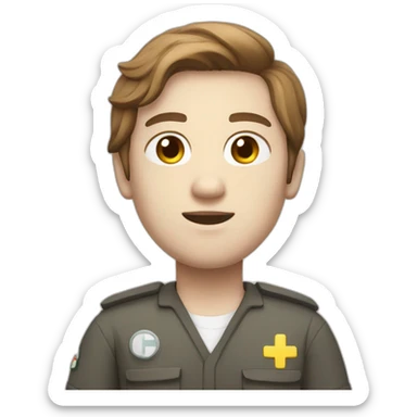 Ambulance yung man with white skin and brown hair  sticker