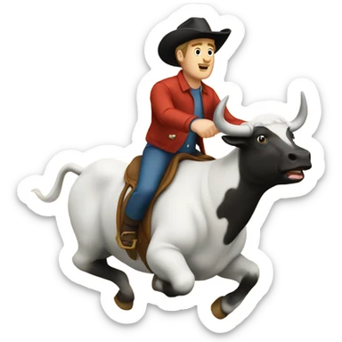 Patrick Mahoney riding a bull sticker