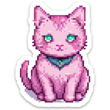 pink cat pixel art sticker