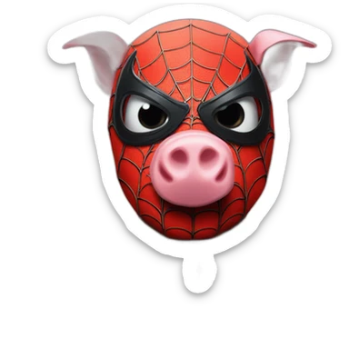 Pig spider man with batman sticker