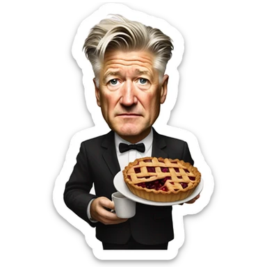 david lynch with cherry pie and coffee sticker