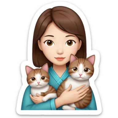 asian chinese lady wating a cat sticker