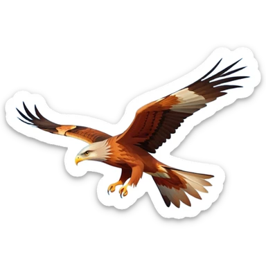 Red kite bird flying in sky sticker