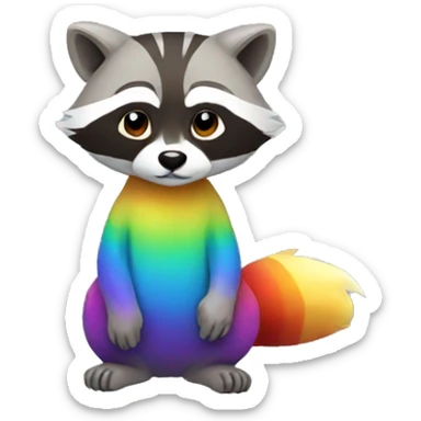 Rainbow Raccoon Full Body sticker