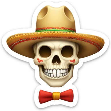Draw a skull emoji with a Mexican hat laughing sticker