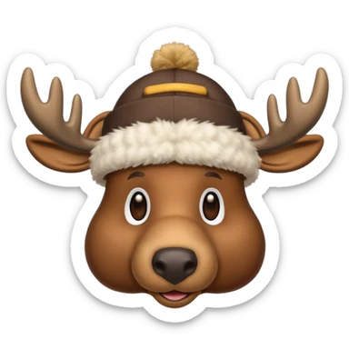 moose with a fur cap sticker
