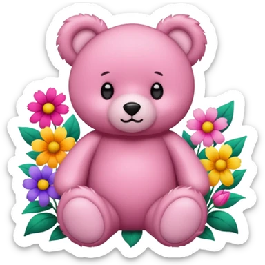 Oso rosado flores sticker