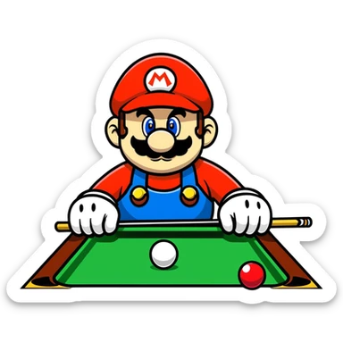 Super Mario shooting pool sticker