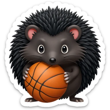 black hedgehog playing basketball sticker