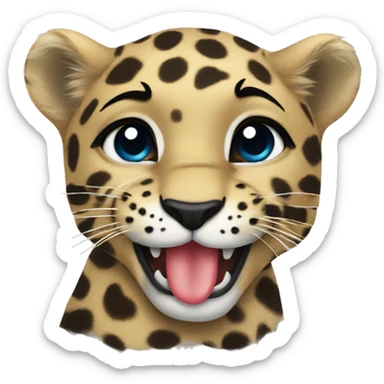 leopard licks paw sticker